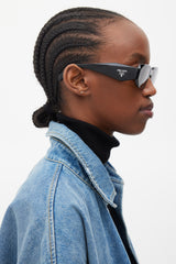 Prada Black & Silver PR17WS Rectangular Sunglasses