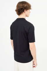 Prada Black Nylon & Cotton V-Neck T-Shirt