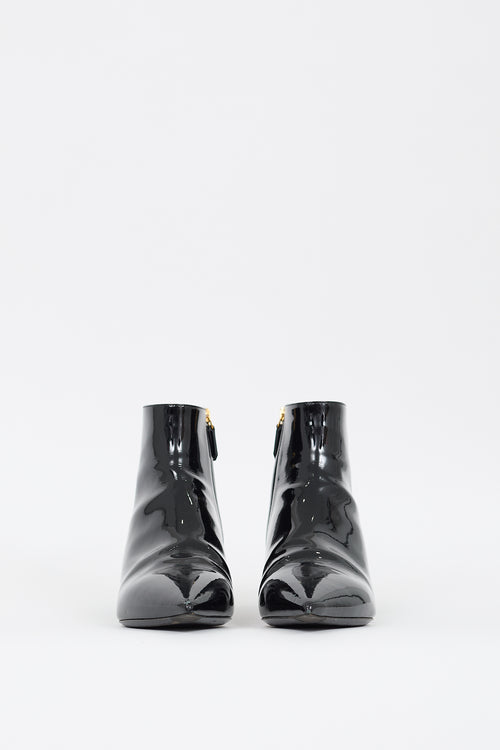 Prada Black Patent Leather Pointed Toe Boot