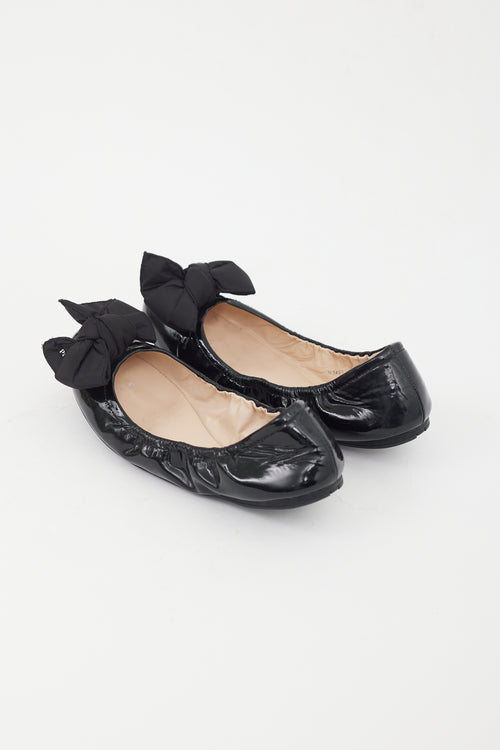 Prada Black Patent Leather Bow Ballet Flat