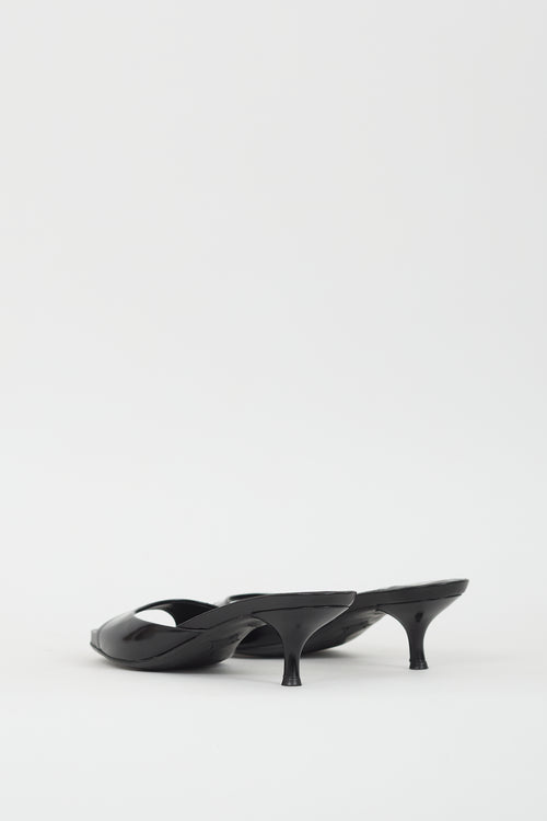 Prada Black Patent Leather Heeled Sandal