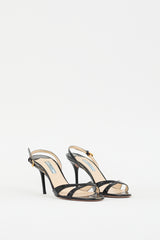 Prada Black Patent Leather Heeled Sandal