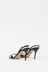 Prada Black Patent Leather Heeled Sandal