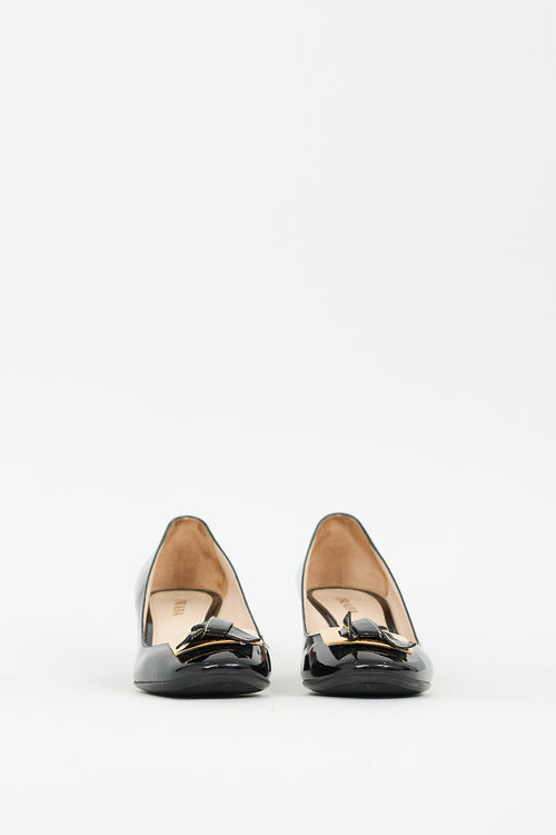 Prada Black Patent Leather Knot Pump