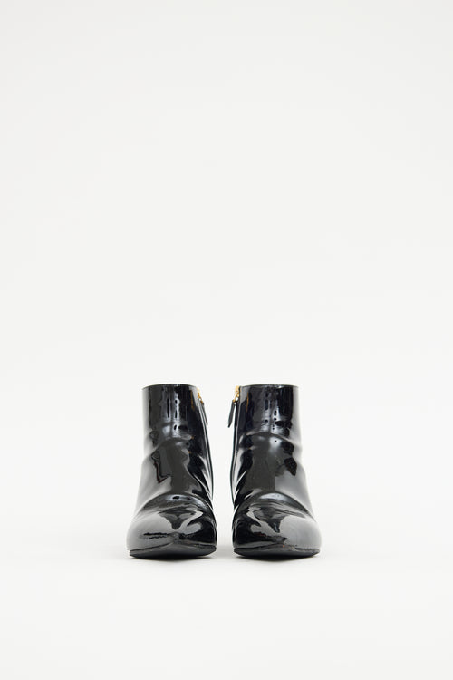 Prada Black Patent Leather Pointed Toe Boot