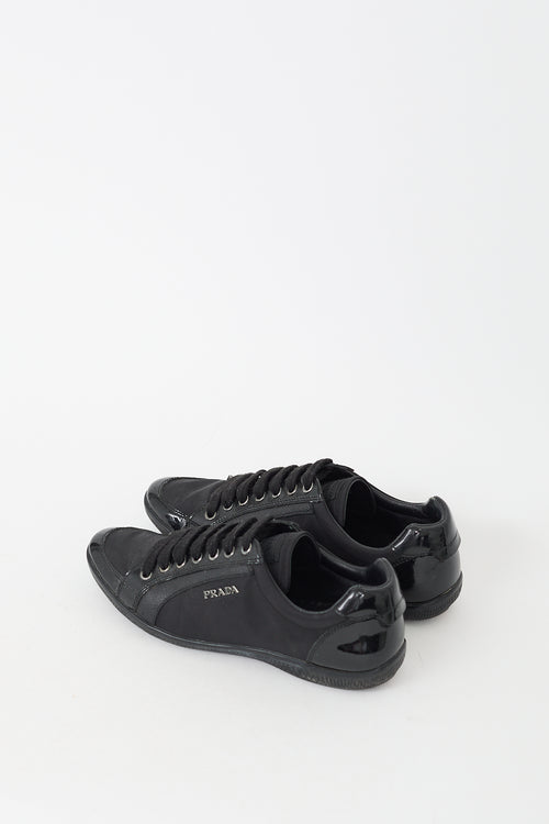 Prada Black Patent Leather Pointed Toe Sneaker