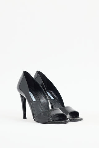 Prada Black Patent Leather Sandal