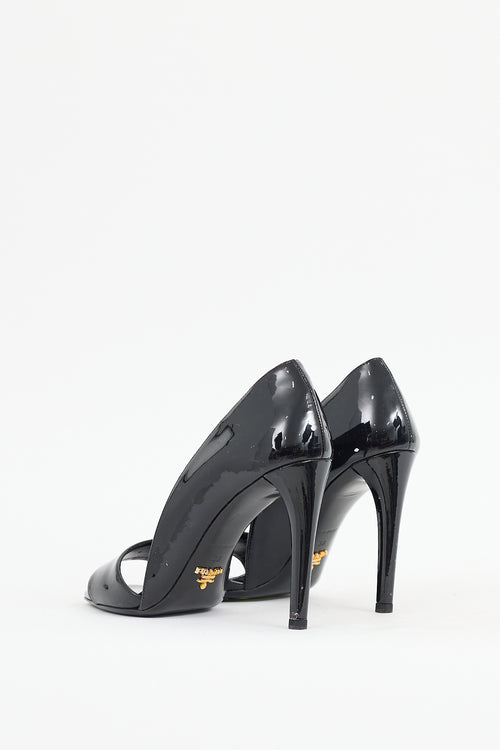 Prada Black Patent Leather Sandal