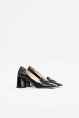 Prada Patent Logo Block Heel