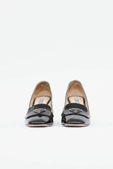 Prada Patent Logo Block Heel