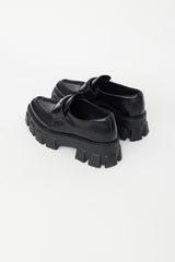 Prada Black Leather Logo Monolith Loafer