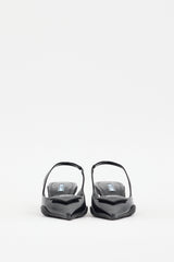 Prada Black Patent Triangle Logo Slingback Heel