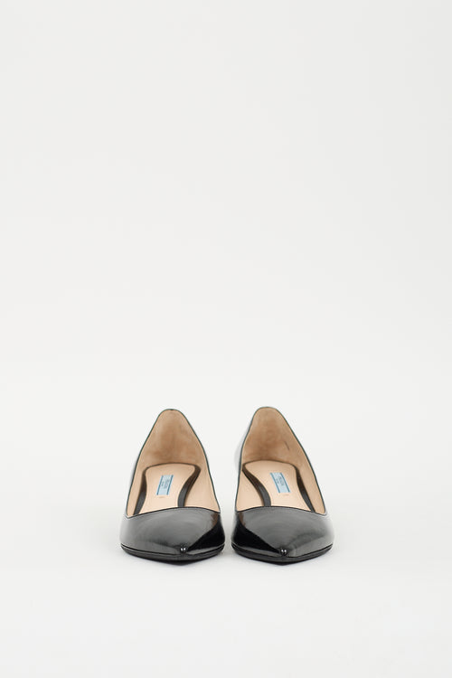 Prada Black Patent Saffiano Leather Pump