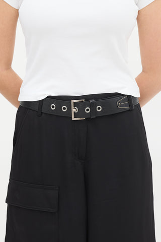 Prada Black Pebbled Leather Belt