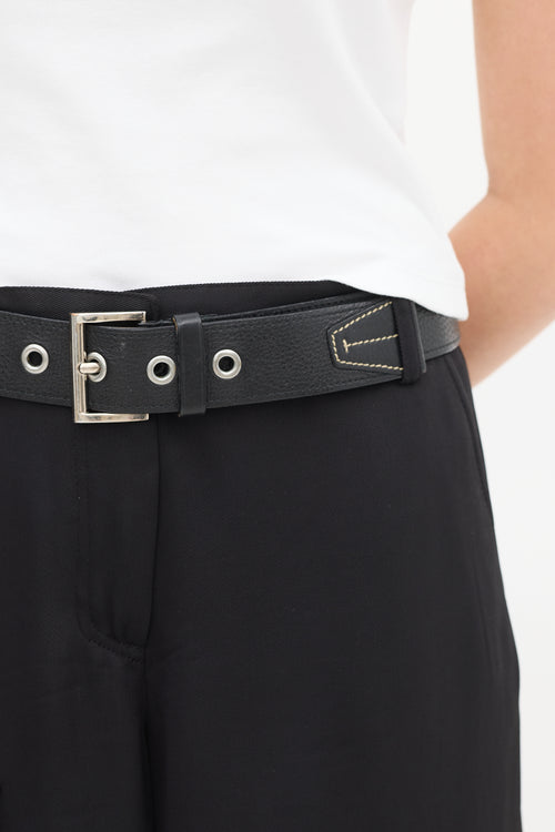 Prada Black Pebbled Leather Belt