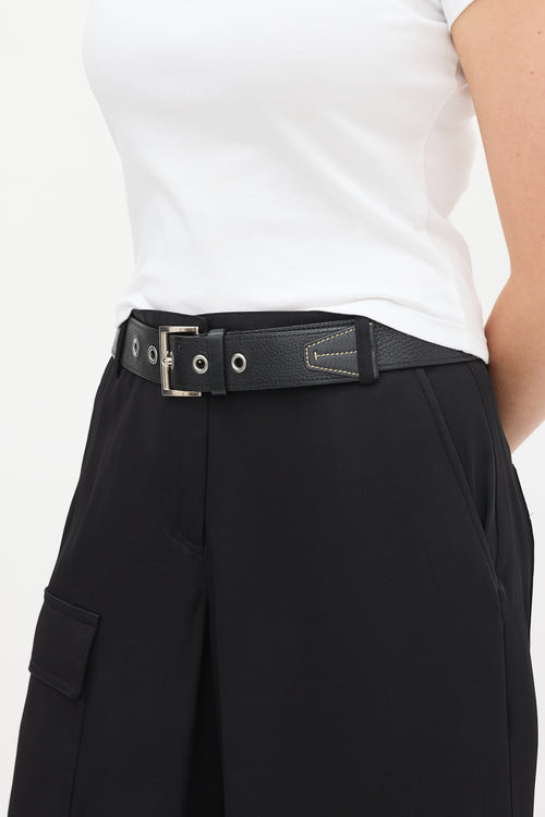 Prada Black Pebbled Leather Belt