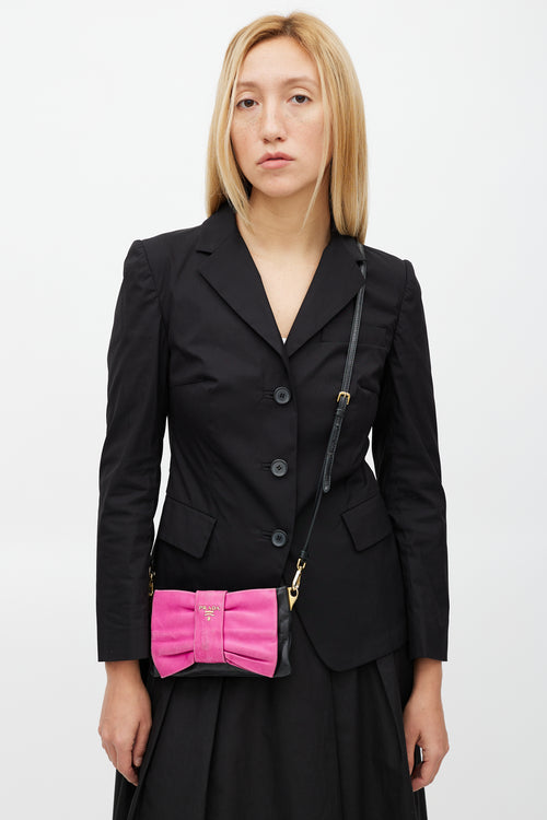 Prada Black & Pink Bow Leather Bag
