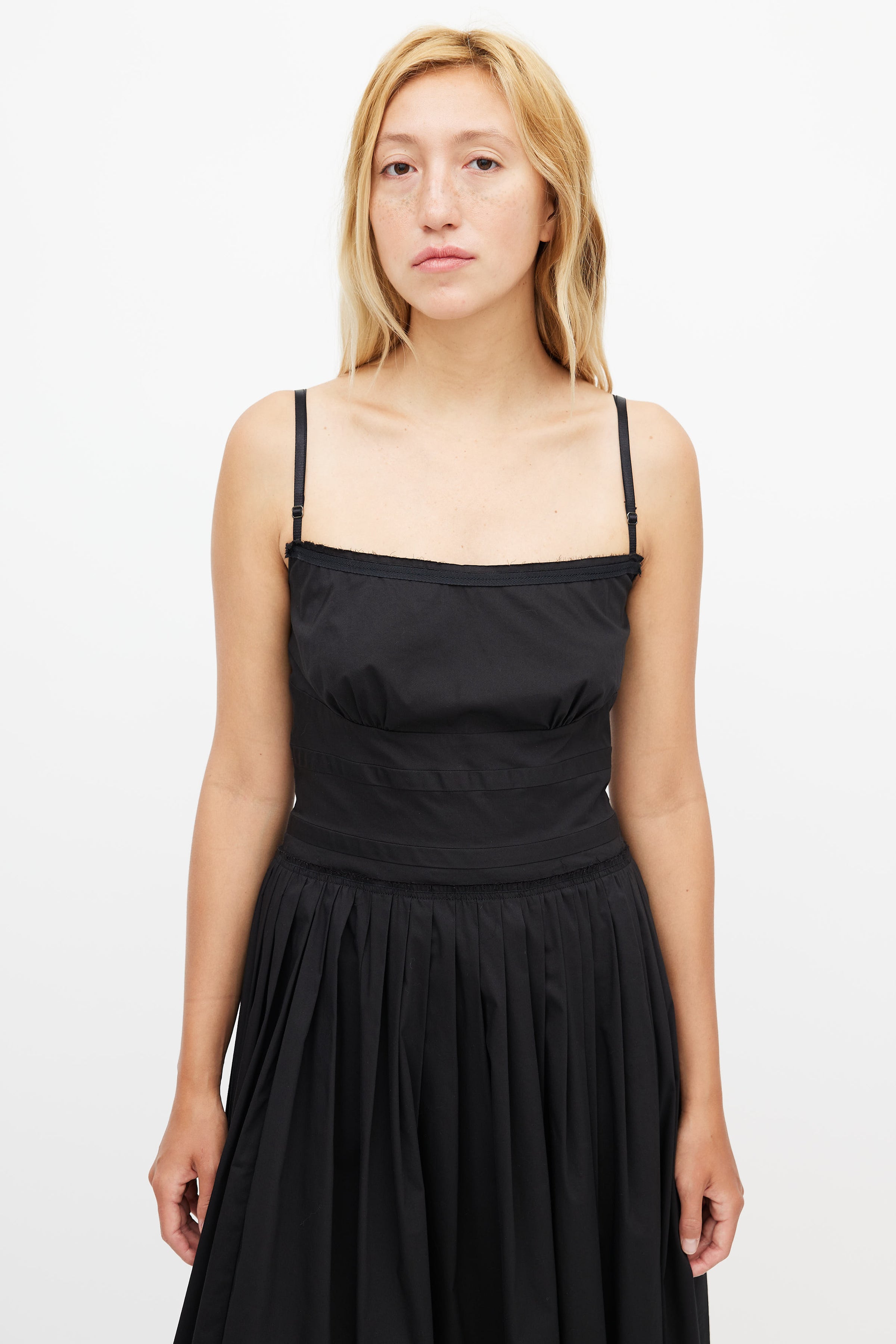 Prada // Black Pleated Midi Dress VSP Consignment Prada // Black Pleated Midi Dress VSP Consignment