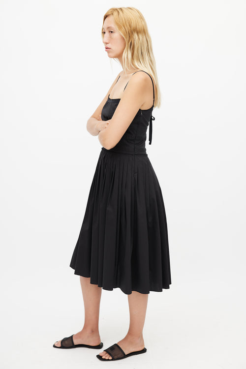Prada Black Pleated Midi Dress