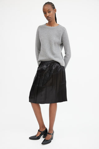 Black Pleated Panelled Midi Skirt