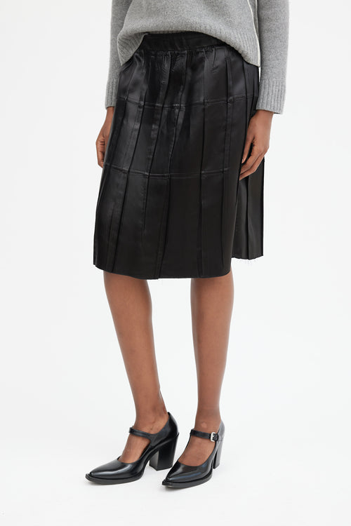 Black Pleated Panelled Midi Skirt
