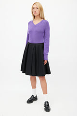Prada Black Pleated Wool Skirt