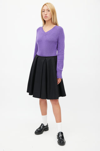 Prada Black Pleated Wool Skirt