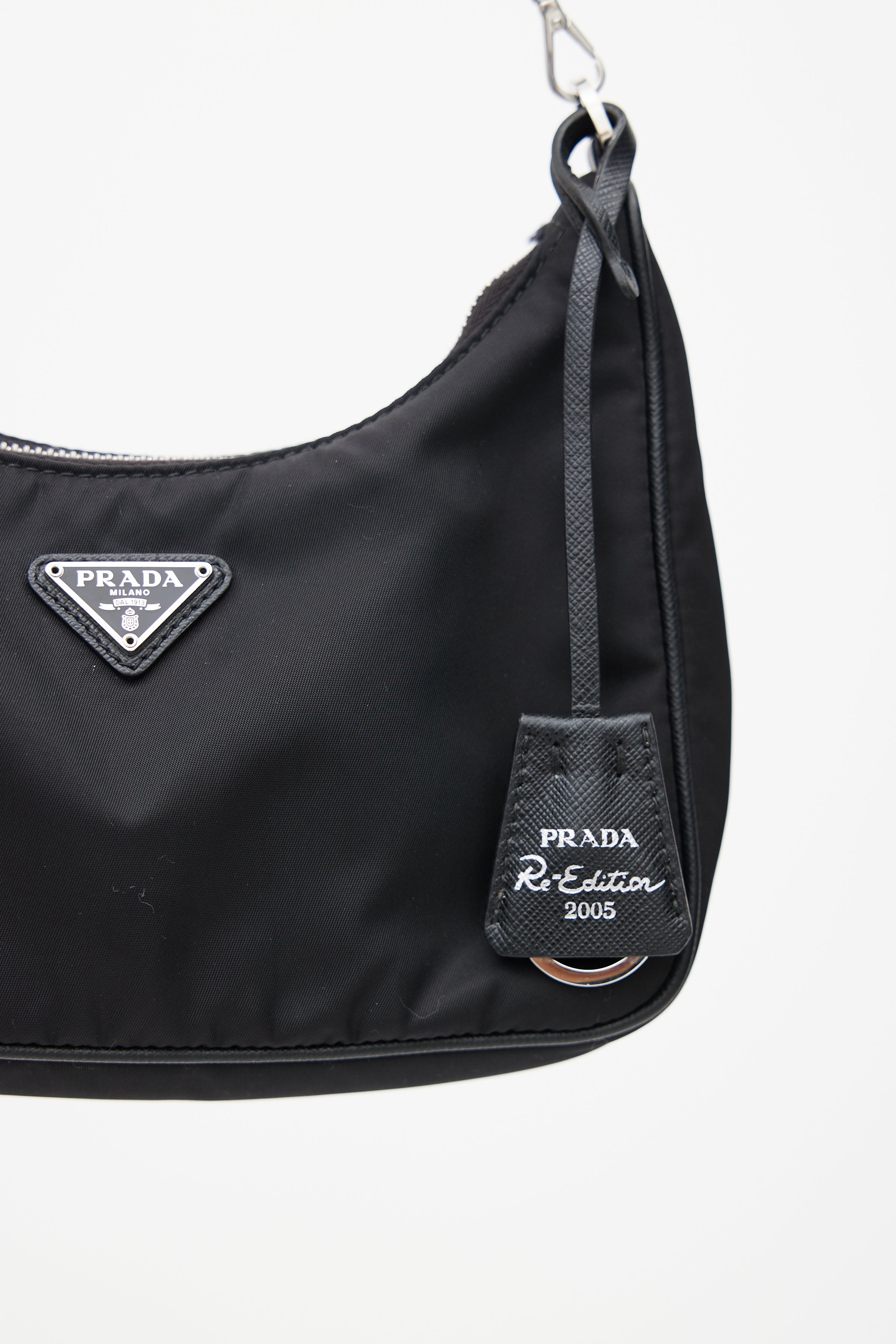 Like New Prada Black Re-Edition 2000 Shoulder Bag