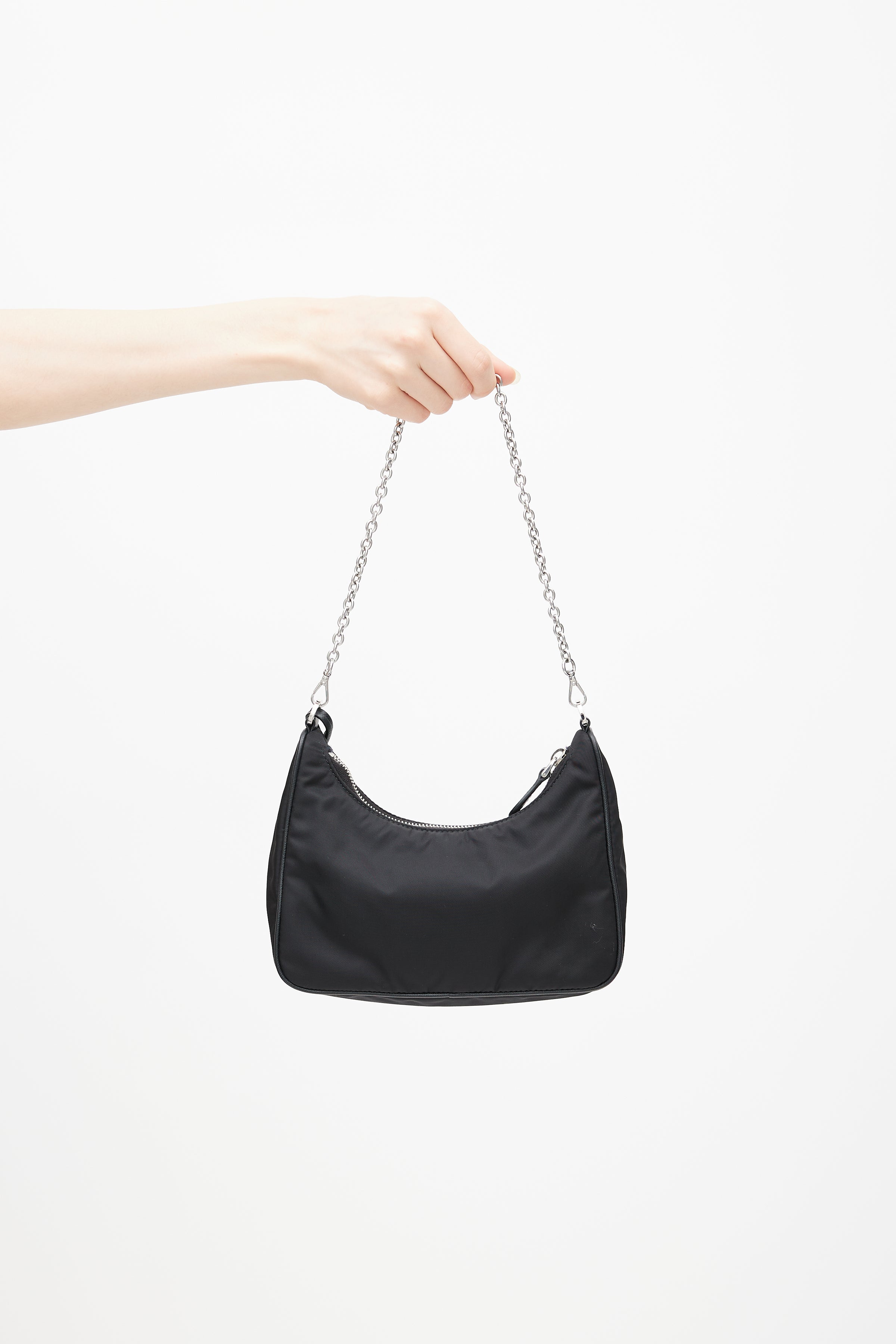 Black Prada Soft Calf Side Pocket Shoulder Bag – Designer Revival