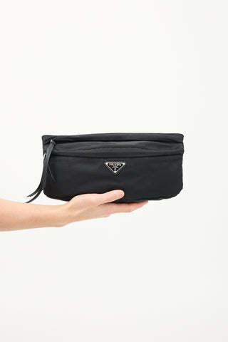 Prada Black Re-Nylon Logo Belt Bag