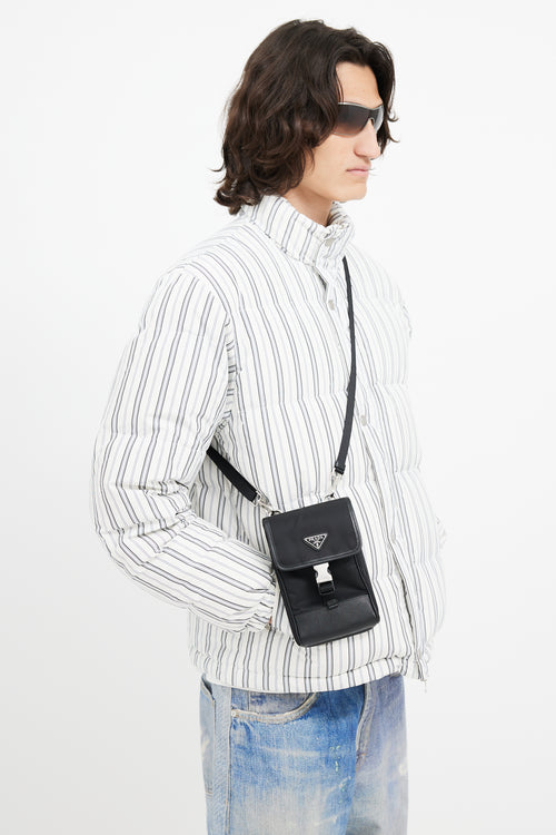 Prada Black Re-Nylon & Saffiano Smartphone Crossbody Bag