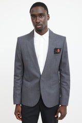 Prada Black & Multicolour Leather Rose Pocket Square
