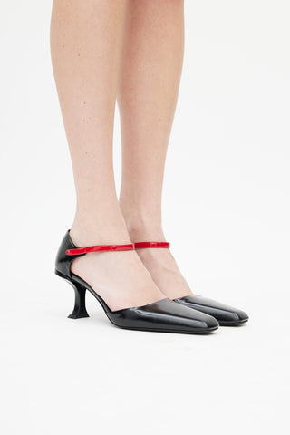 Prada Black & Red Patent Pump
