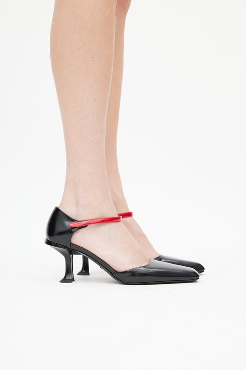 Prada Black & Red Patent Pump