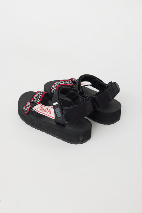 Prada Black & Red Sport Knit Sandal