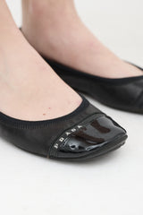 Prada Black Leather Scrunch Ballet Flat