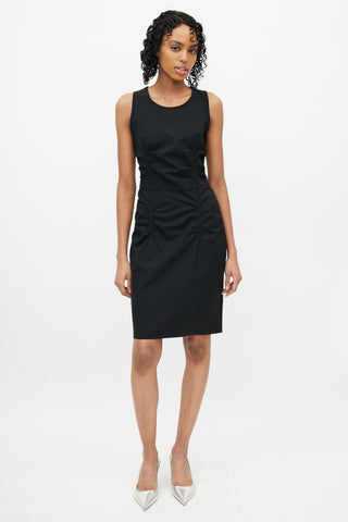 Prada Black Ruched Sleeveless Dress