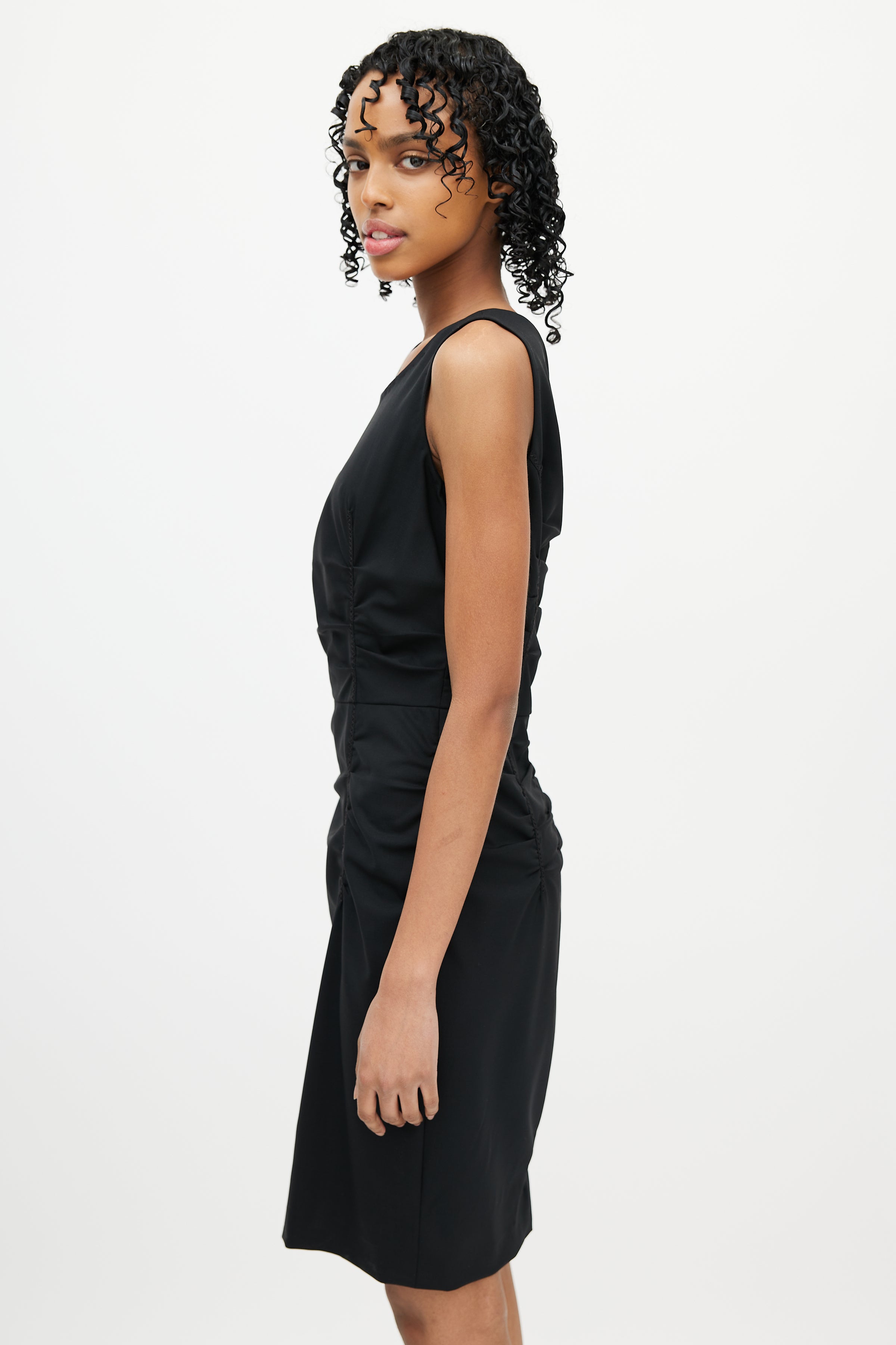 Prada // Black Ruched Sleeveless Dress – VSP Consignment