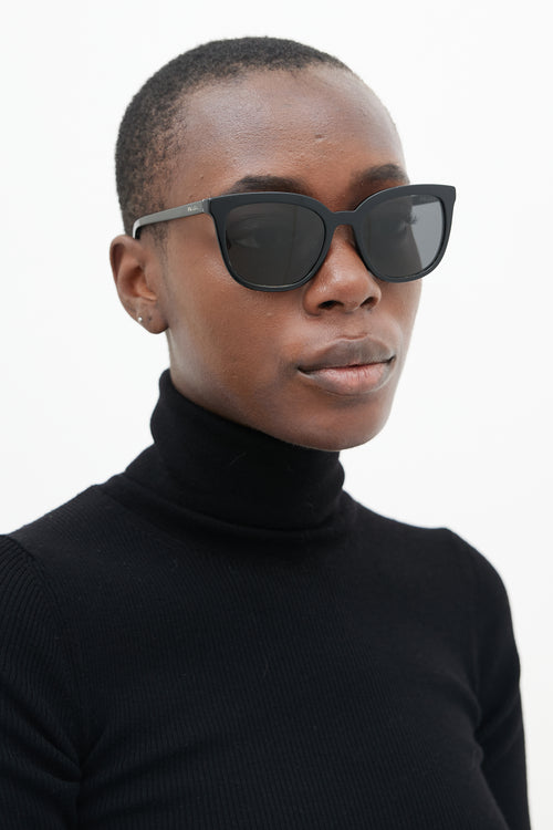 Prada Black SPR03X-F Round Sunglasses