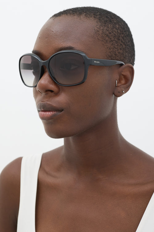 Prada Black SPR18Q Round Sunglasses