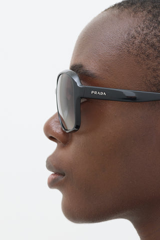 Prada Black SPR18Q Round Sunglasses