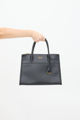 Prada Black Saffiano & City Leather Paradigme Woven Bag