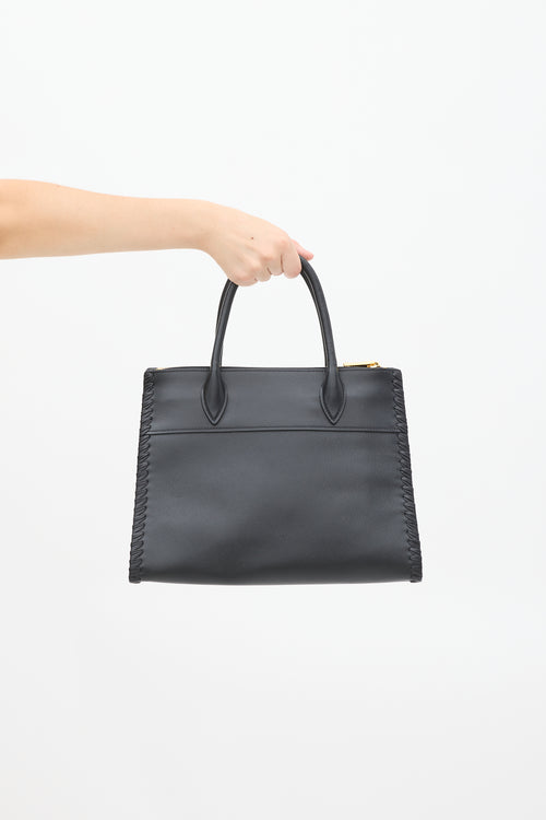 Prada Black Saffiano & City Leather Paradigme Woven Bag