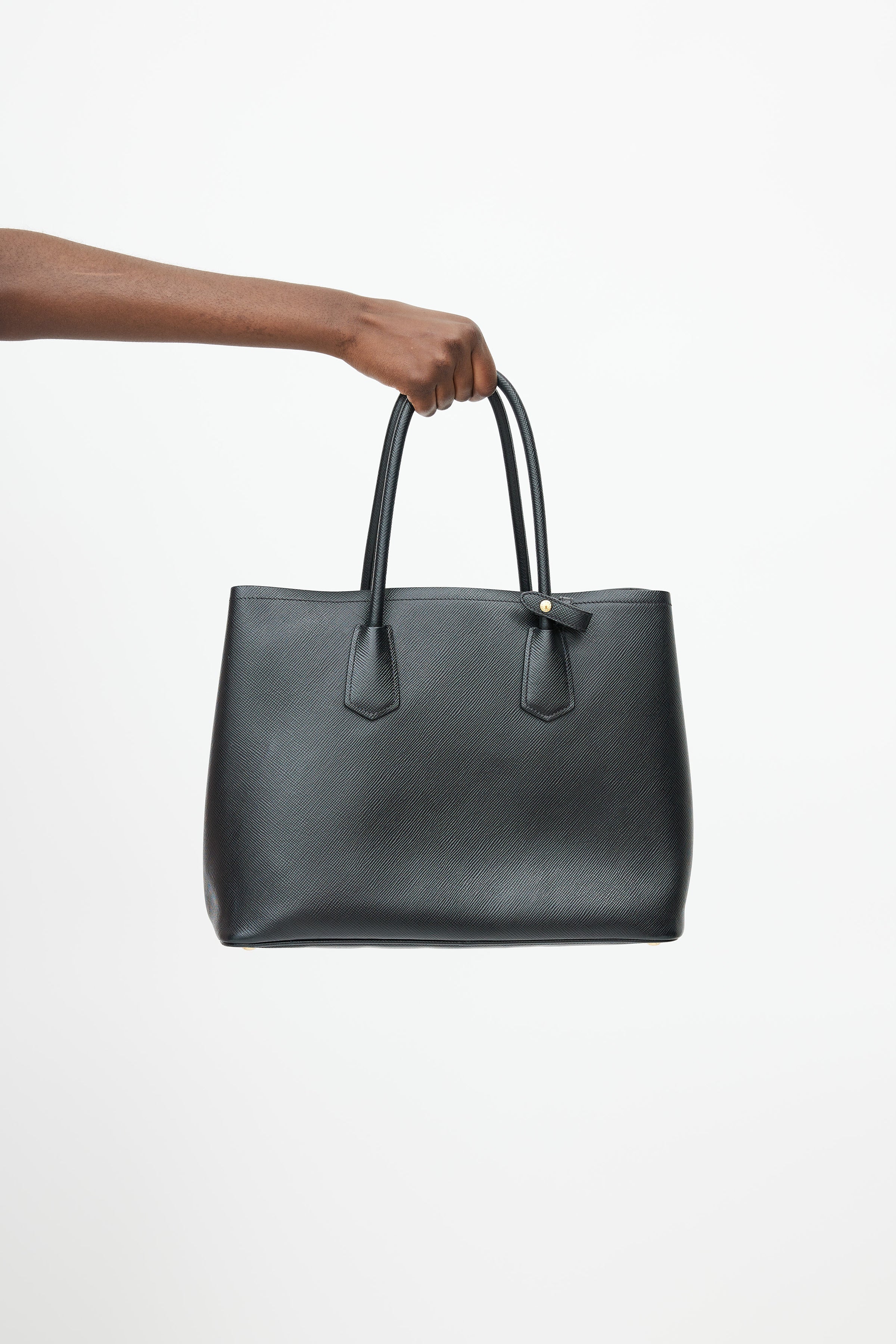 Prada Double Saffiano Leather Tote Bag in Black