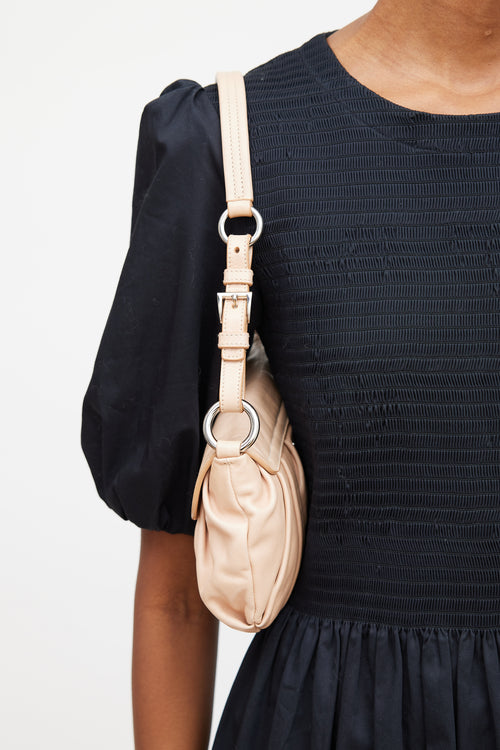 Prada Beige Vitello & Embossed Leather Shoulder Bag