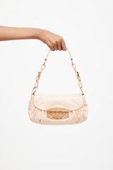 Prada Beige Vitello & Embossed Leather Shoulder Bag