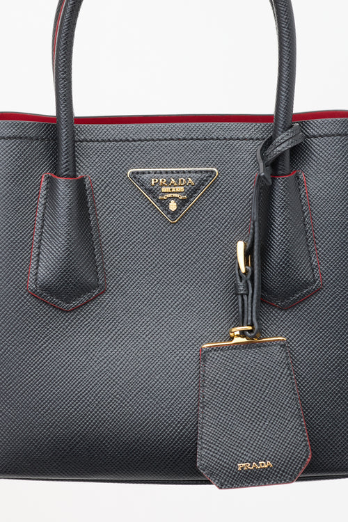 Prada Black Saffiano Leather Double Mini Bag