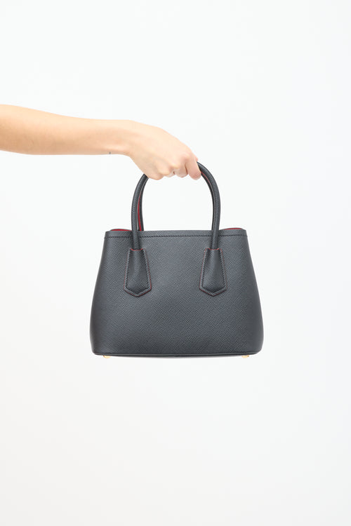 Prada Black Saffiano Leather Double Mini Bag