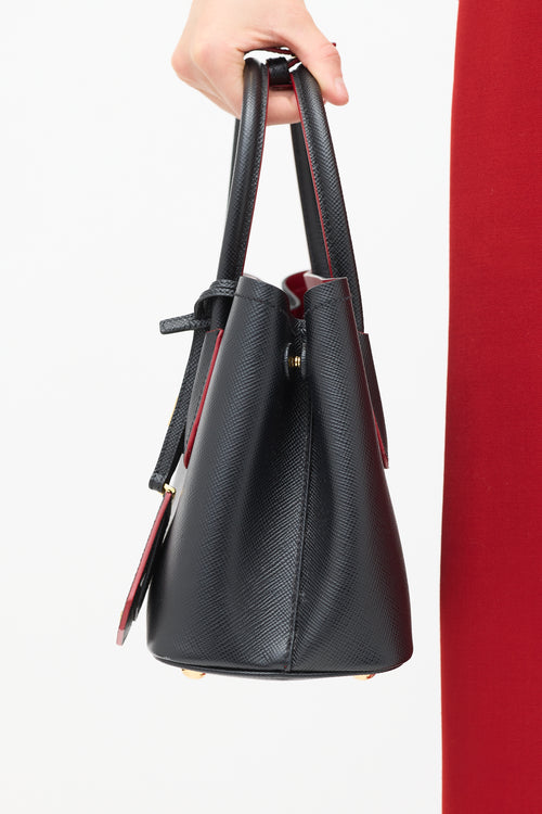 Prada Black Saffiano Leather Double Mini Bag