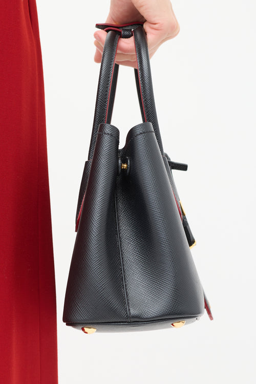 Prada Black Saffiano Leather Double Mini Bag